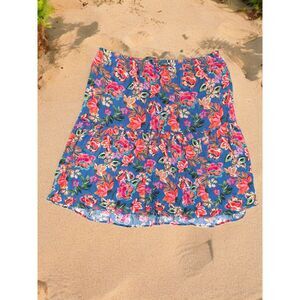 CJ BANKS Plus Size 3X Tropical Floral Crimped Fabric Rayon Tiered Skirt